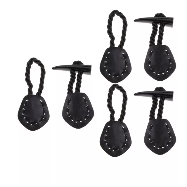 3er Set Leder Horn Knebelverschluss Knopf Mantel Jacke Duffle diy Nähen schwarz