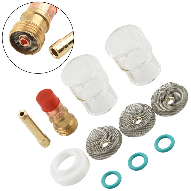 ✅TIG Welding Torch,3/32 Gas Lens #12 Cup 2.4mm Collet Kit For WP-17,18,26 Tools