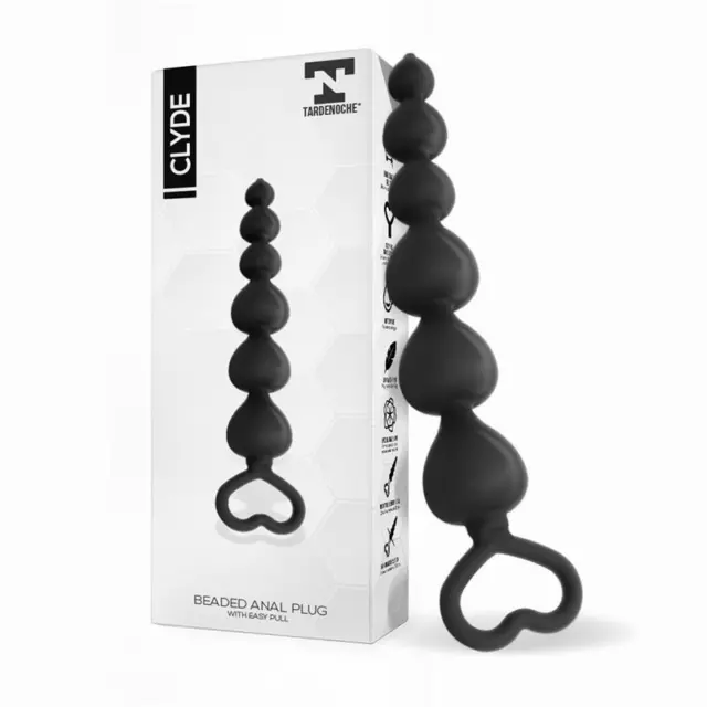 LOVECH - LOVE - Clyde Beaded Butt Plug with Easy Pull Ring Silicone Black