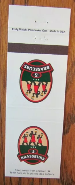 3 Brasseurs Brewery Brew Pubs Matchbook Matchcover (Montreal, Quebec) -E1 2