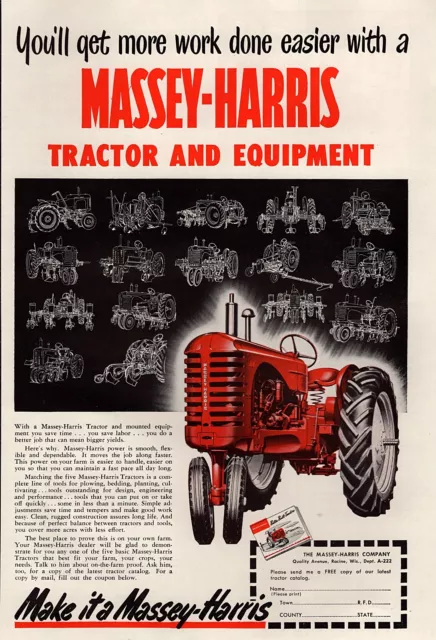 1950 Massey Harris Model 44 Tractor Original Color Ad