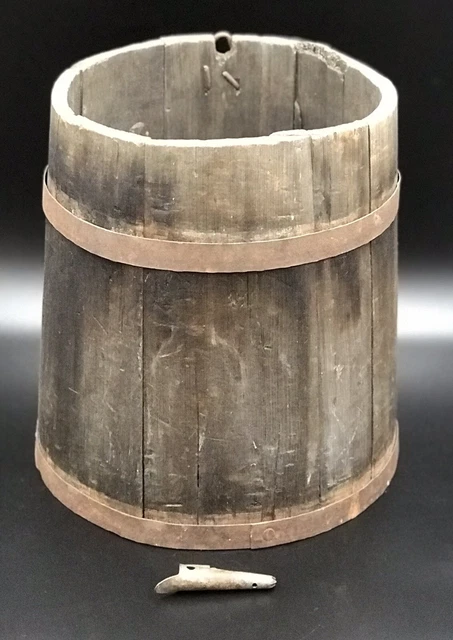 Antique 19th Century Primitive Staved Wood Sap / Maple Syrup Bucket