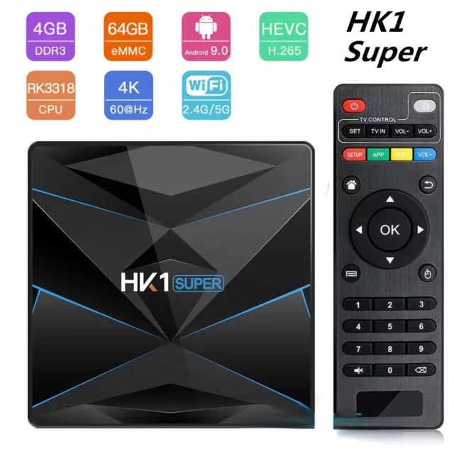 HK1 Super RK3318 Smart TV BOX Android 11.0 2.4/5G WIFI 4K Media Streamer 128GB