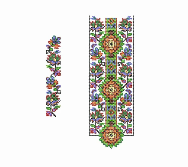 Patrón de bordado de máquina. Diseño de punto de cruz de flores.