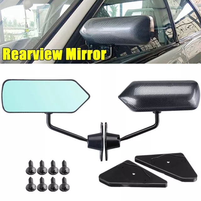 Car Rear View Mirror 2x F1 Style Carbon Fiber Look Universal Racing Side Wing US