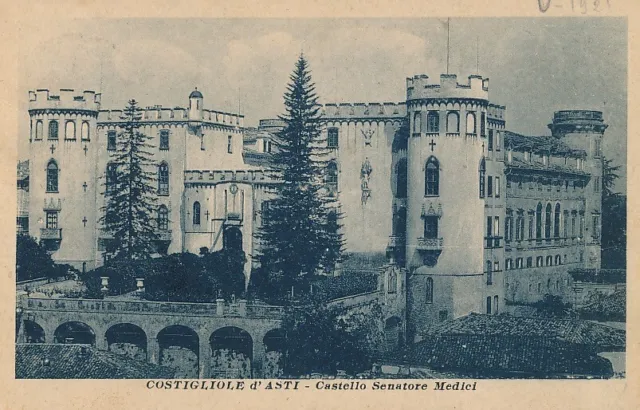 Cartolina Paesaggistica Piemonte Castiglione Asti Castello Medici Viaggiata 1921