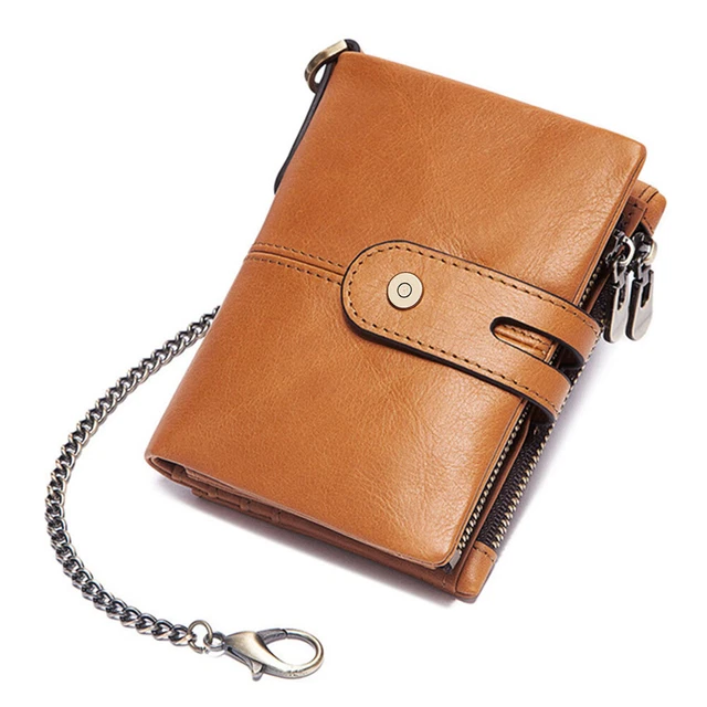 Mens Genuine Leather Wallet RFID Credit Card Holder Biker Trucker with Chain 11