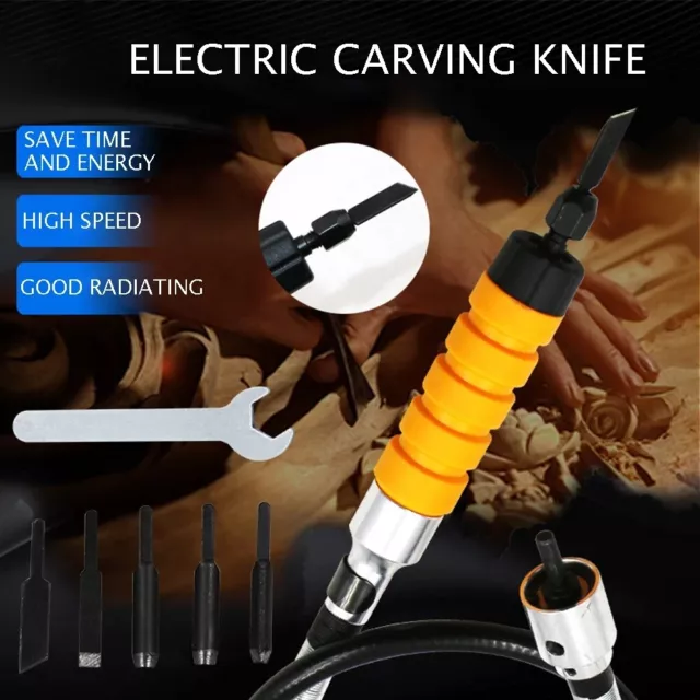 Electric Carving Knife Wood Chisel Carving Set Wrench Electric Chisel with 5Tips