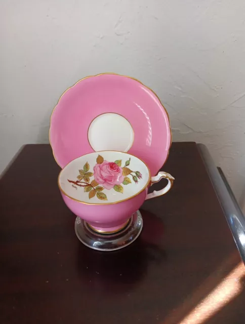 Crown Floral Fine Bone China, Staffordshire England  Cup And Saucer