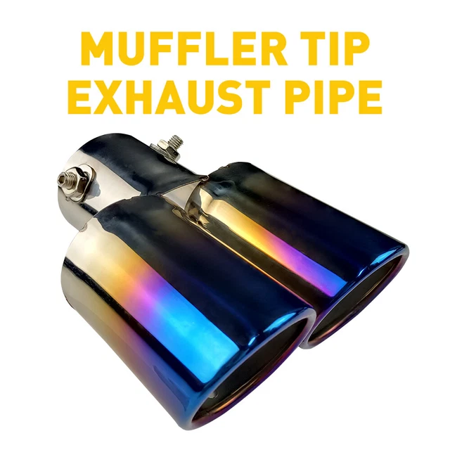 CAR REAR EXHAUST Dual Pipe Tail Muffler Tip Stainless Steel Throat ...