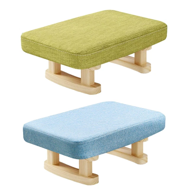 Petit repose-pieds avec pieds en bois pour salle de jeux, chambre d'amis