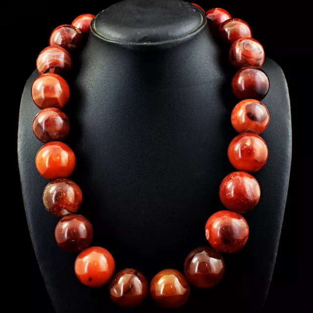 2270.00 Cts Earth Mined Orange Carnelian Round Shape Beads Necklace NK-02E248