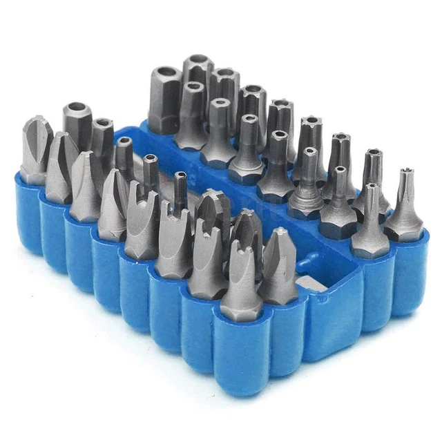 Set punte cacciavite a prova di manomissione qualità 33 pz con asta e custodia supporto esagonale