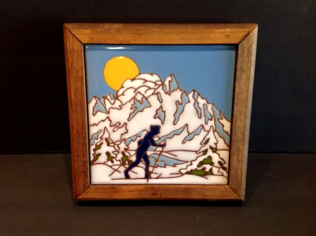 Whipple & Sibley Native American Art Tile of Skier