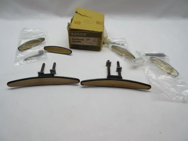 6 boutons de tiroir de porte vintage rétro Lilly 8340 laiton & noir meuble NEUF