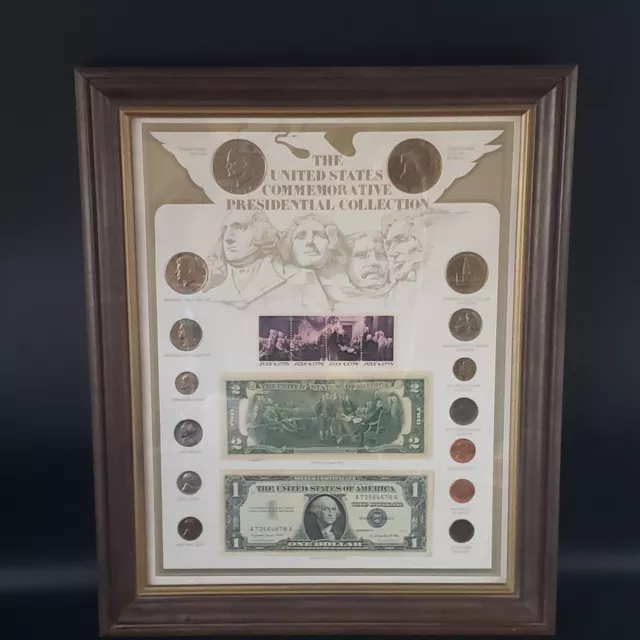 Framed United States Commemorative Presidential Coin Collection Currency EVC