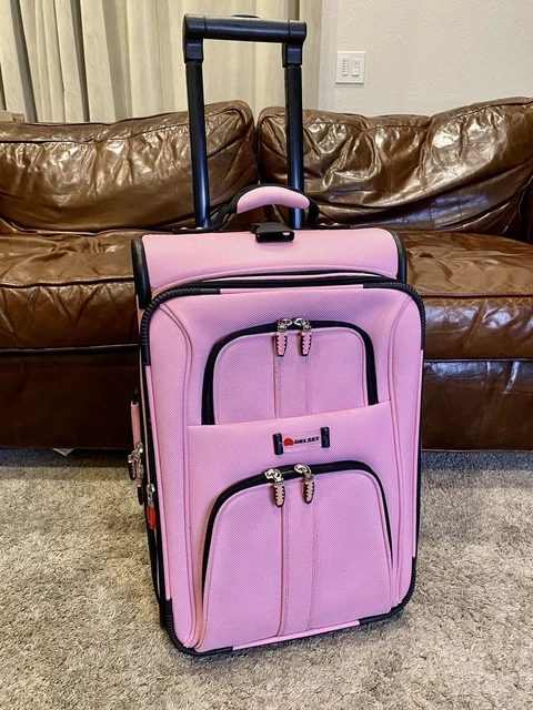 Delsey 22" Rolling Wheeled Expandable Pink Carry-On Bag Luggage Suitcase - Read!