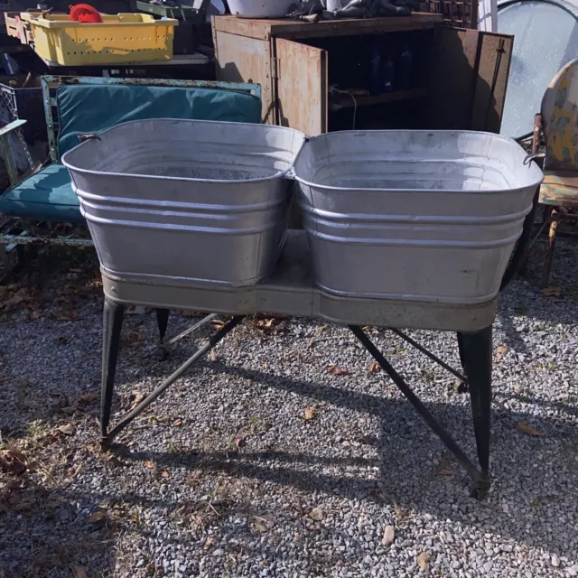 Vintage Galvanized Metal Double Wash Tub Local Pick up