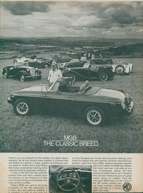 1980 MG B Classic Breed Cars Field Clouds Sky Vintage Print Ad SI10