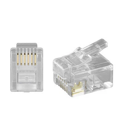 10 x spina western RJ12 per cavo piatto, 6 poli; spina western RJ12 per Flachka
