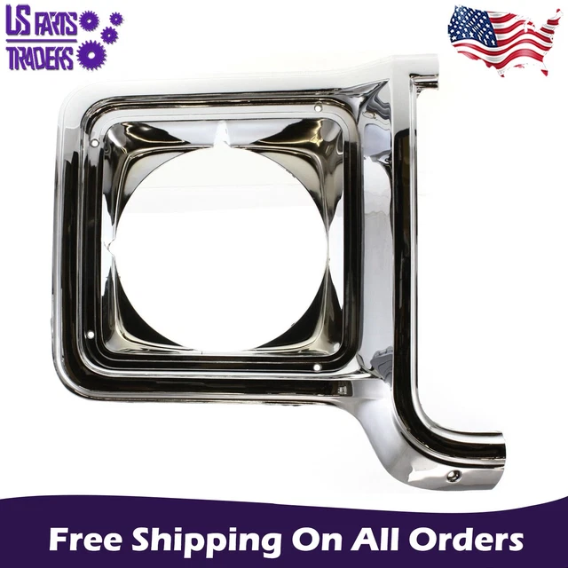 Headlight Door Chrome Dark Gray Round For 1975-1978 Chevrolet C10 Passenger Side