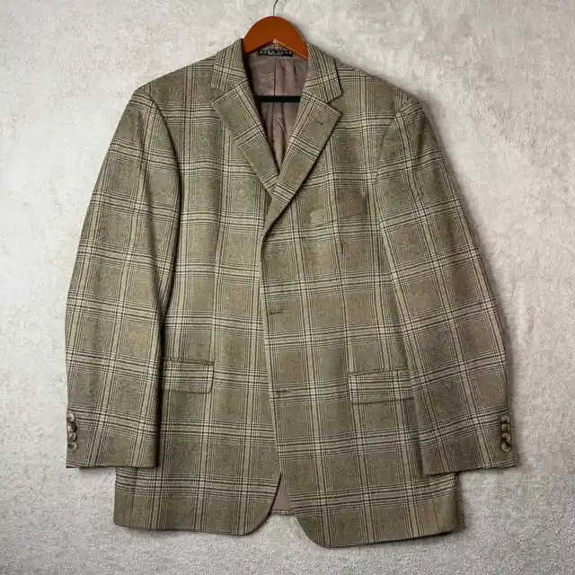 Hugo Boss Loro Piana Men's Blazer Size 42R Wool Coat Rossellini Plaid Brown