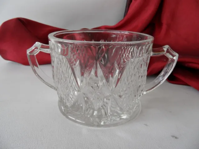 Vintage Art Deco high tea party pressed glass double handled bowl