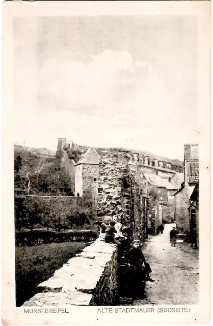 AK Münstereifel - Alte Stadtmauer, Südseite - Kinder an der Stadtmauer, ca. 1910