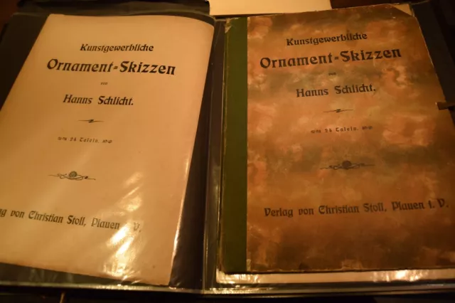 Antique- PORTFOLIO early 1900s German  VINTAGE BOOK missing 1 pages arts crafts