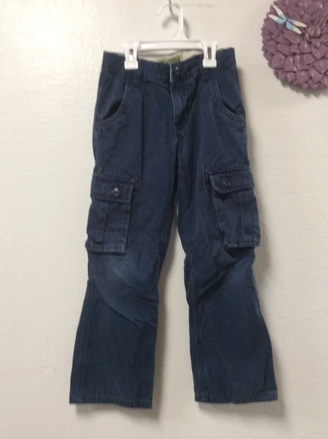 Old Navy Boys Pants Straight Leg Cargo Size 7 Blue 125