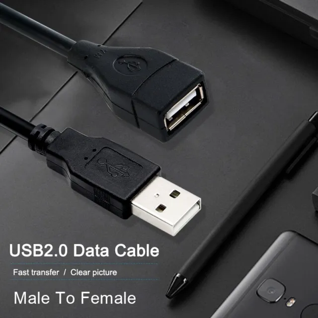 USB to USB Extension Cable 2m / 1m Male to Female 2.0 Data Charger Extender 3