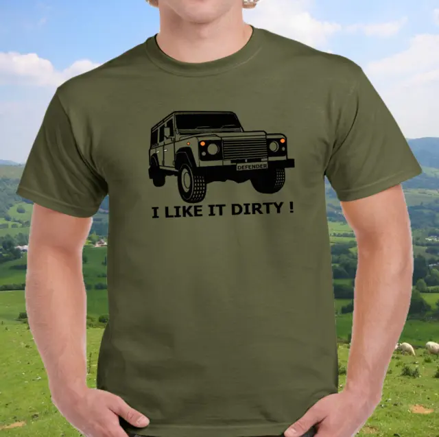 T-shirt Land Rover Defender I Like It Dirty LWB 4x4 Landy 90 110 100% cotone