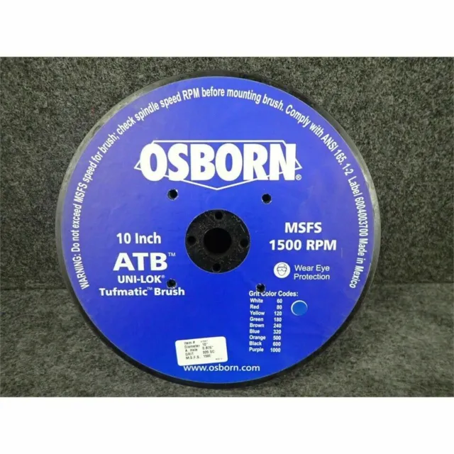Osborn 47067 10" ATB UNI-LOK Disc Brush Max 320 Grit SC x 1-1/2" Trim
