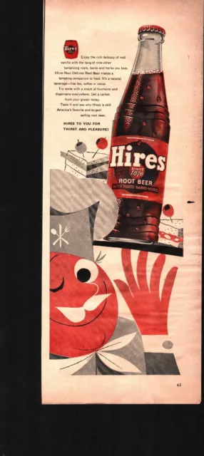 1954 Hire's Root Beer  Chef Cartoon Vintage Bottle PRINT AD nostalgic b5
