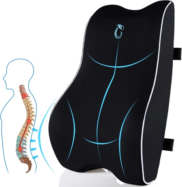 Lumbar Support Pillow for Office Chair, Memory Foam Back Cushion with Updated 3D