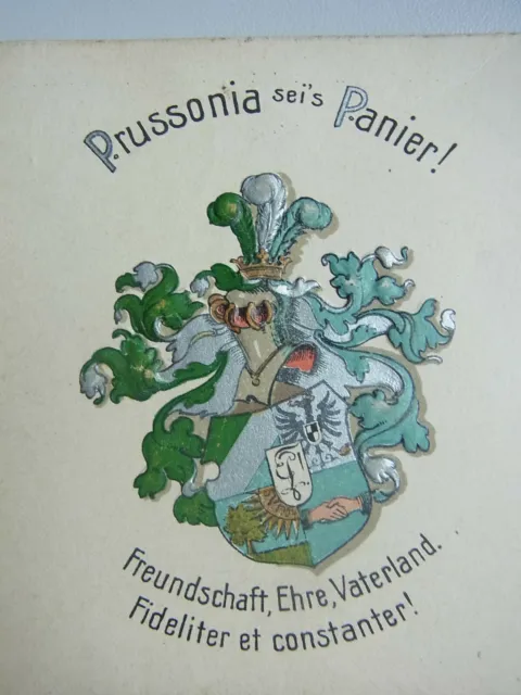 Rare Couleurkarte CORPS PRUSSONIA (Berlin), gelaufen 1921 -- Prägekarte, AK 2