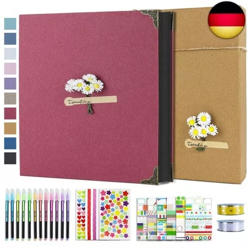 Vienrose Fotoalbum zum Selbstgestalten 30x30 cm, DIY Fotobuch mit 60 Schwarzen