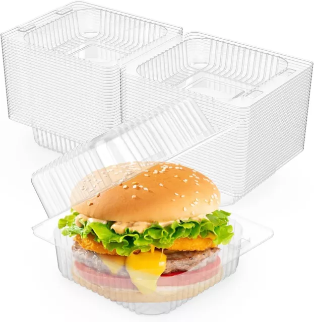 200 Pcs Clear Plastic Take Out In Disposable Clamshell Dessert Container With Li