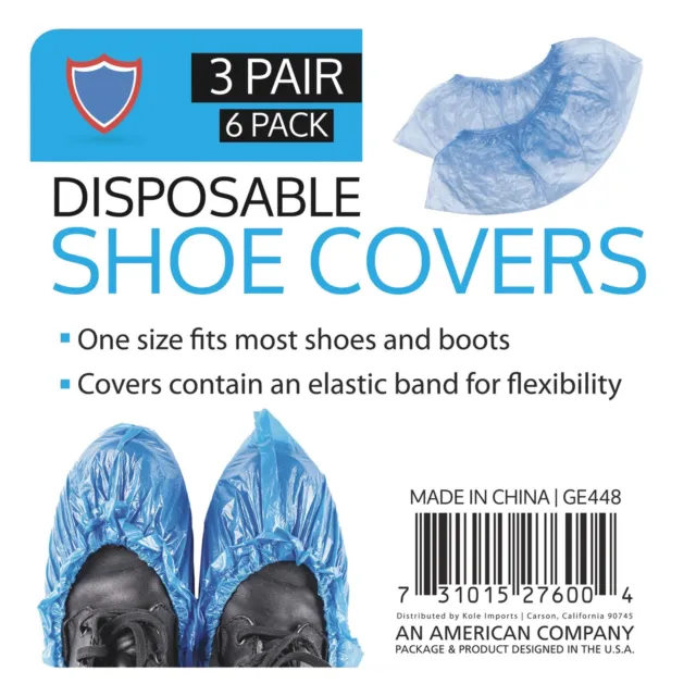Plastic Shoe Covers - 3 Pairs (6 Covers), Model GE448