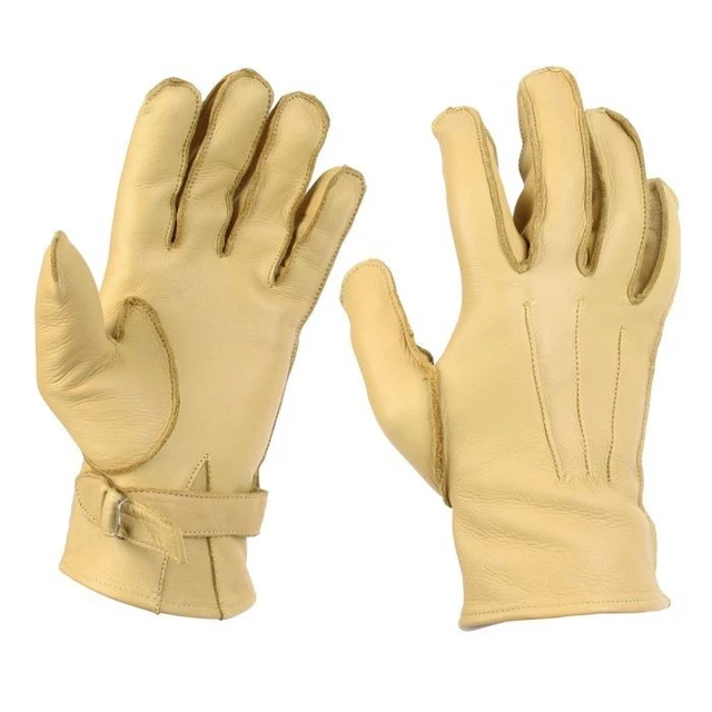 Gants De Parachutiste US WW2 Reproduction - 100% Cuir De Vache, Avec Sangle, Marron, Neuf Avec étiquettes
