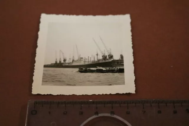 tolles altes Foto - Hafen - Kräne - großes Schiff - Sinzig ??? 50-60er Jahre ?
