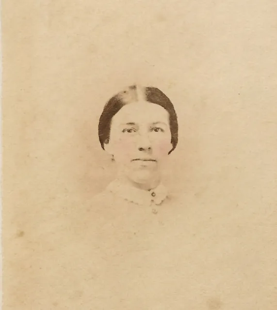 Antique CDV Photo Young Woman Snood Tinted Civil War Era Tax Stamp Trenton NJ