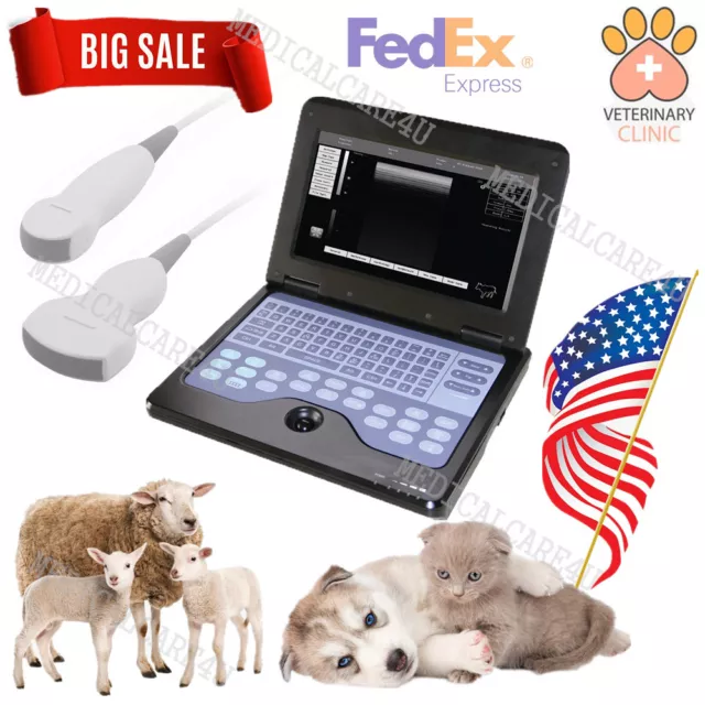 USA Veterinary Ultrasound Scanner Laptop Machine 2 Probes Sheep/Dog/Pig/Cat/Pet