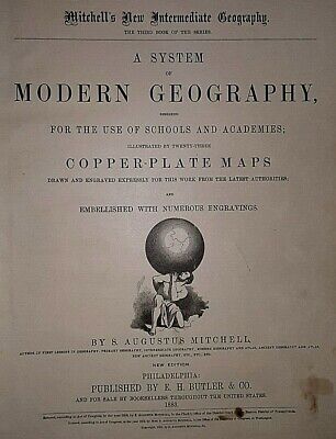 1883 S.A. Mitchell's Geography Map ~ UNITED STATES w/ WESTERN TERRITORIES 2
