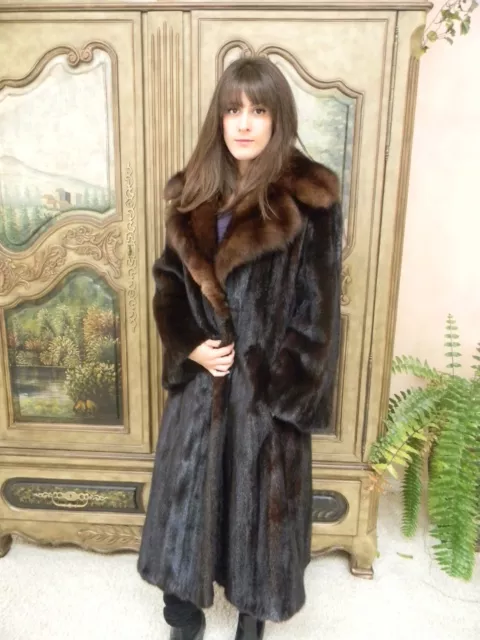 Mink Fur Coat w/Russian Sable Collar Traeger Label