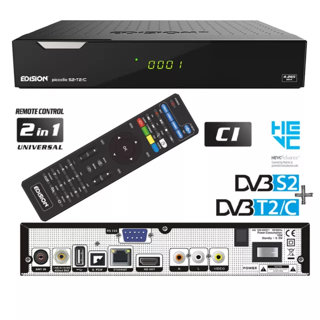 Sat Receiver Edision Piccollo DVB-S2/T2/C HD HDTV 3in1 Plus CI IPTV Argus Combo