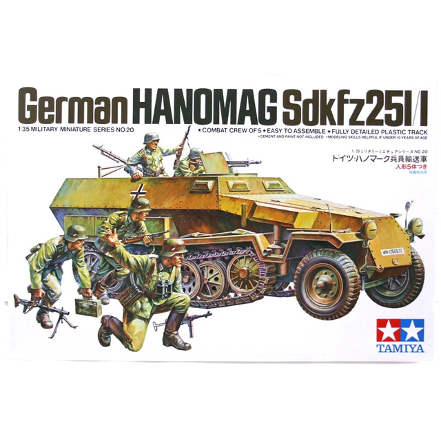 TAMIYA 1/35 HANOMAG Sdkfz251/1 WW2 German Military Model Kit EUR 22,43