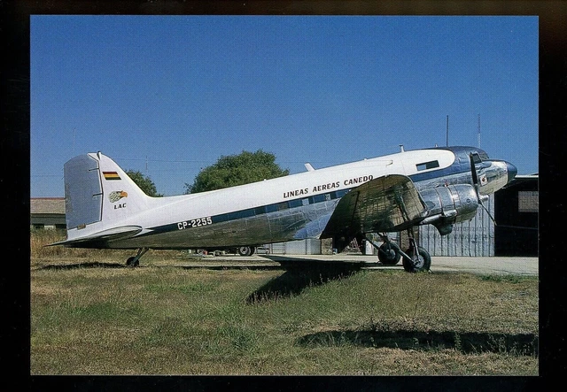 Aviation Airplane Airline postcard Lineas Aereas Canedo DC-3C Cochabamba JJ 362