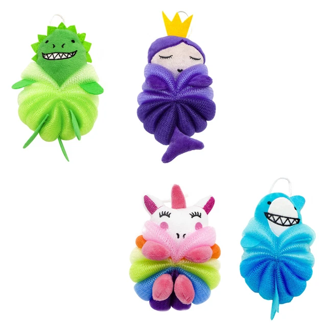 4 piezas pelotas de ducha de baño para niños dibujos animados pelotas de baño ducha herramientas pelotas de ducha