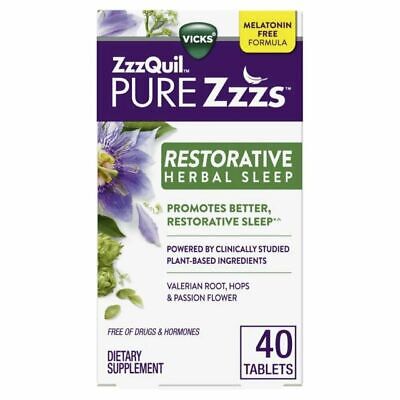 Vicks ZzzQuil PURE Zzzs sueño herbal restaurador (40 tabletas)
